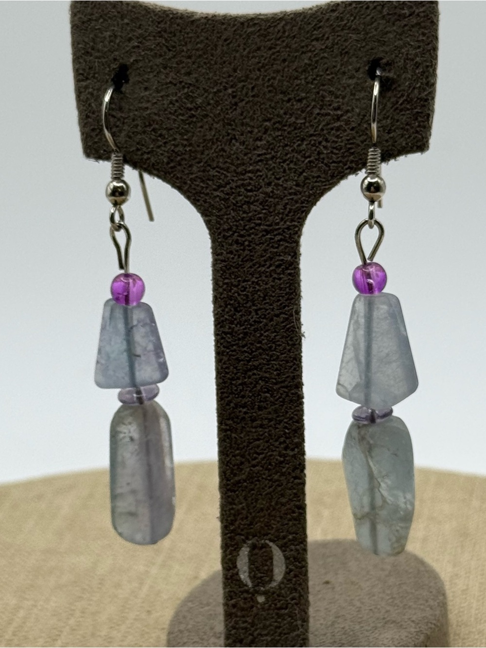 Handmade Purple and blue quartz Drop Earrings - Women Jewelry